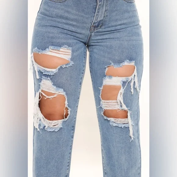 NWT [Fashion Nova] 90's Flashback Tapered Jeans - Medium Blue Wash Women’s Sz 7 - Picture 3 of 8